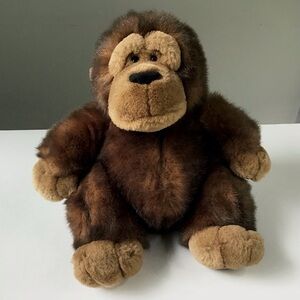 Gorilla Plush Stuffed Animal Sitting 11” Brown Fur Tb Trading Co Vintage